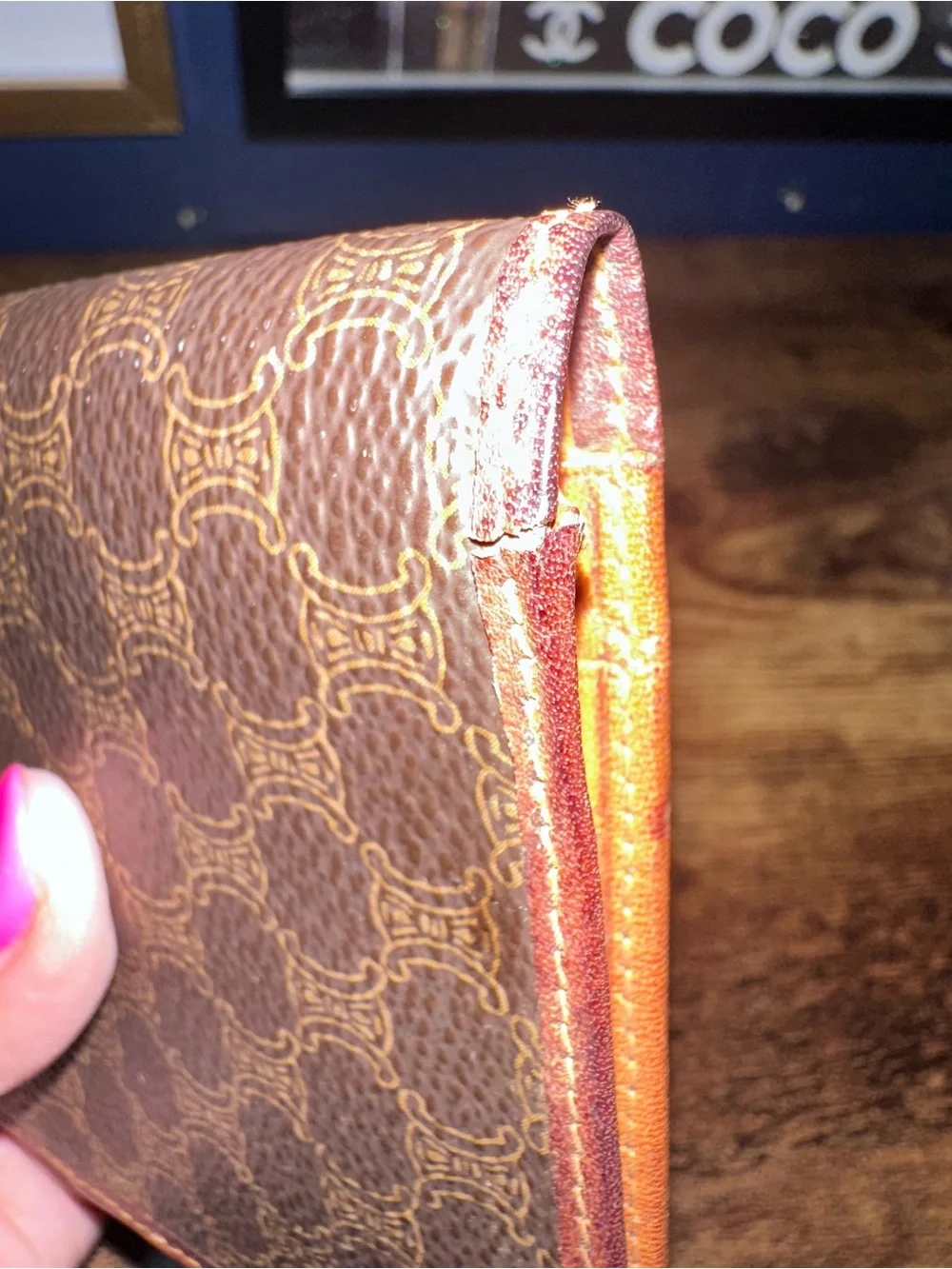 Celine Brown & Tan Logo Bifold Wallet